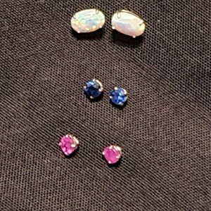 14kt White Gold genuine gemstone earring set